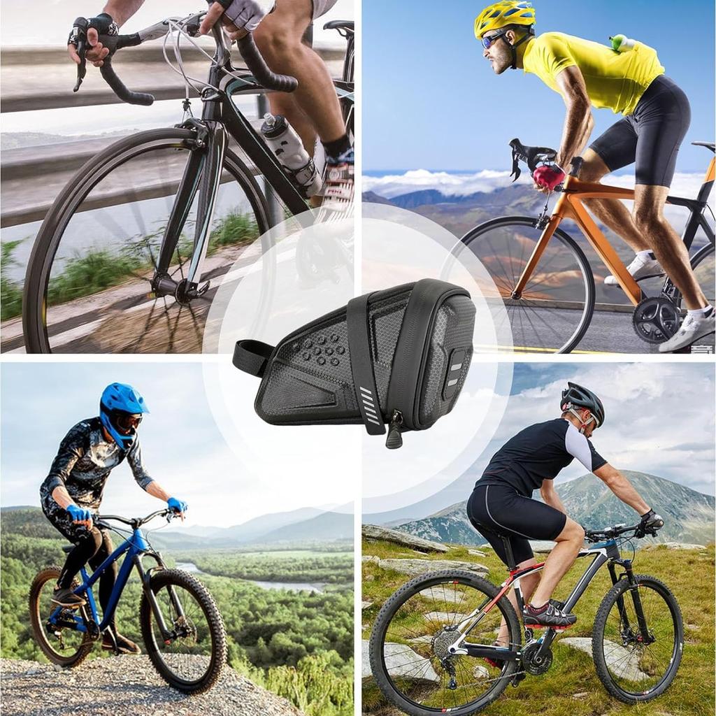 UNIQOCK Bicycle Saddle Bag Waterproof Seat Bag Tail Bag 10L Large Capacity Road Bike Mountain Bike Foldable with Reflective Logo Easy to Install (M)