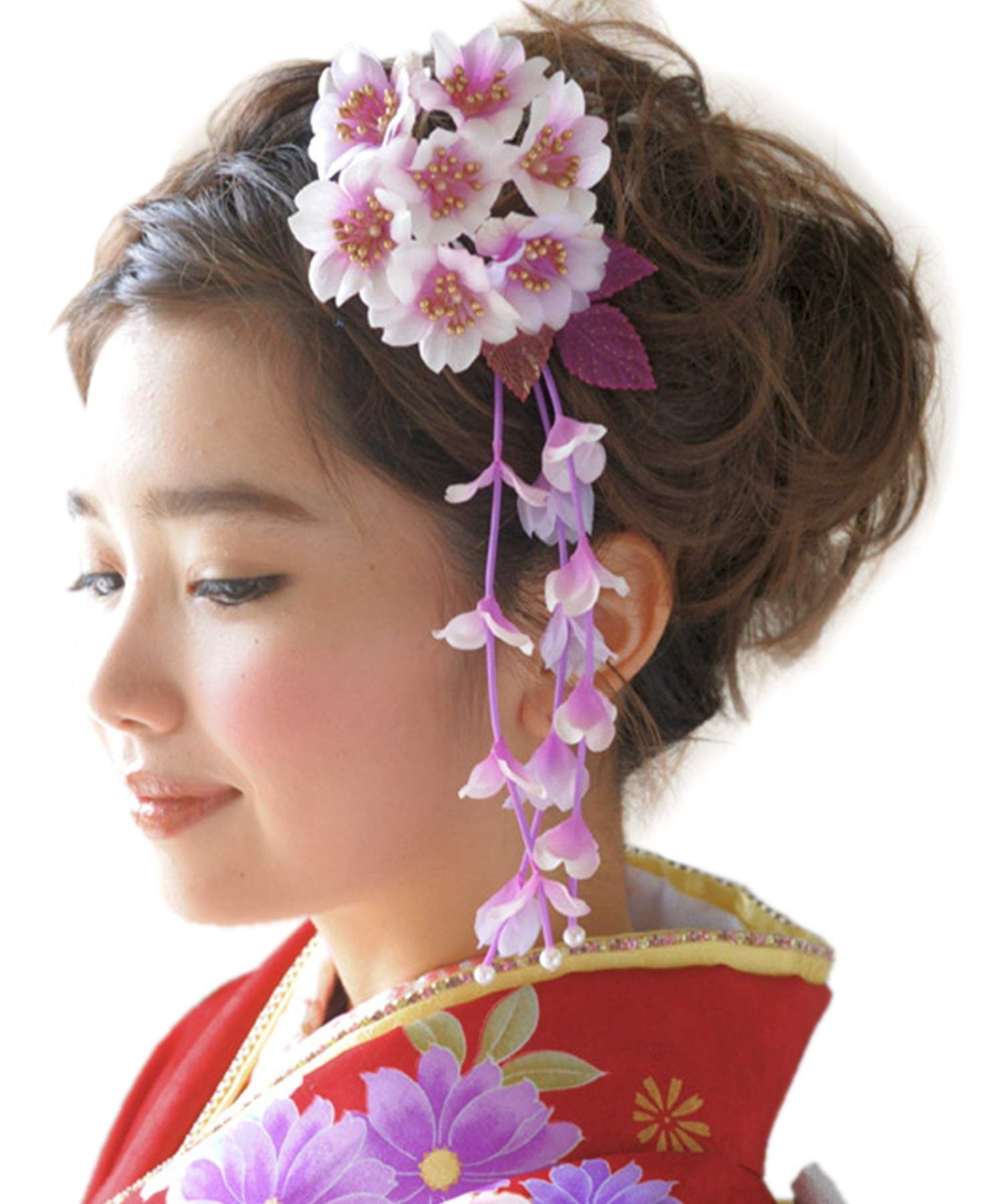 

Hair Coming of Age Graduation Cherry Red Graduation Japanese Wear [SOUBIEN] Ornament, Ceremony, Ceremony, Blossom, Purple, Flower, Ceremony, Hakama,