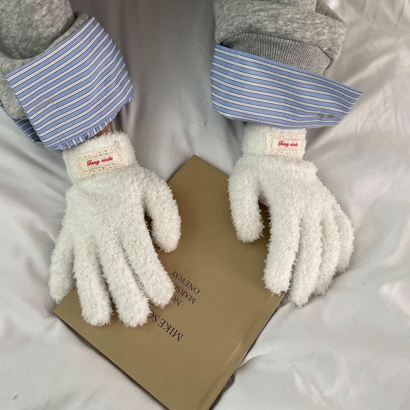 Damen Strickhandschuhe im koreanischen Stil, einfarbig - Neue Herbst/Winter Mode für Radfahren & Kälteschutz, Outdoor-Wärme