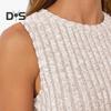 Women Tops Round Neck Sleeveless Slim Fit Knitted Tops Solid Color Elastic Ribbed Tank Tops Daily Wear