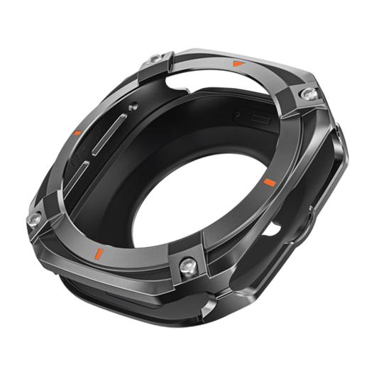 Watch Protective Case for Galaxy Watch Ultra 47mm Shockproof Rugged Zinc Alloy Protector Bezel with Back Cover Square Watch Bumper Cover Shell