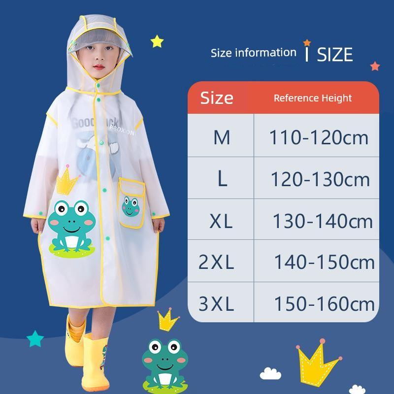 Children's Raincoat with Large Brim for Boys and Girls, with Backpack Space, Kids' Raincoat for Outdoor Hiking, Student School Poncho
