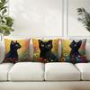 Artistic Black Cat - Floral Oil - Painting Pillow CoversLiving Room Sofa Cushion Cover, Soft and Comfortable, Room Decoration