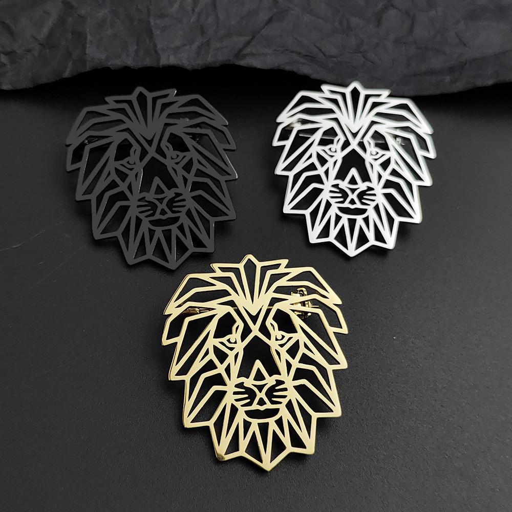Men's Cyberpunk Style Lion Metal Brooch, Geometric Structure Badge Accessory, Jacket/backpack Hip Cool Decorations.