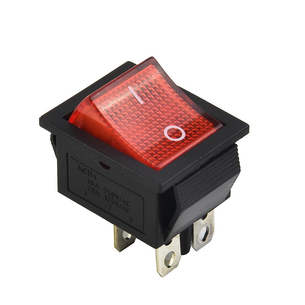 Bulk 10 Red Light 4 Pin DPST ON OFF Rocker Switch KCD4 Rated 15A 250V and 20A 125V AC for Electrical Applications