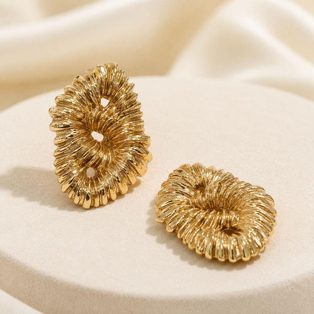 European High-End Gold Irregular Shape Stainless Steel Drop Earrings