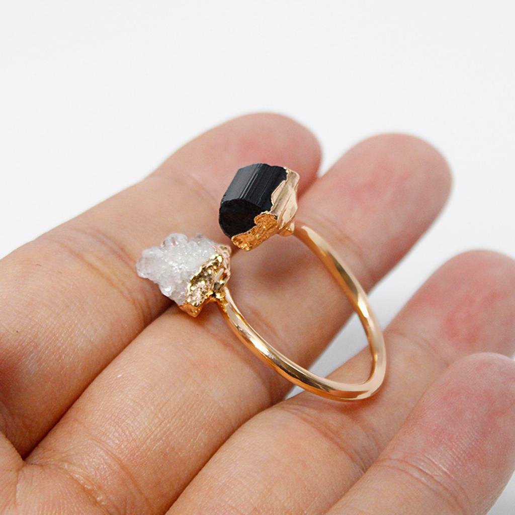 Handmade Crystal Cluster Rings Finger Jewelry Adjustable Size Rings Unique Druzy Stone Open Rings Fashionable Ornament