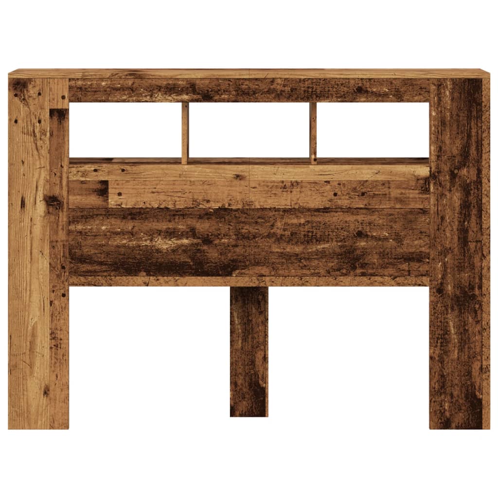LED Headboard with Rustic Wood Look 140 x 18.5 x 103.5 cm Engineered Wood