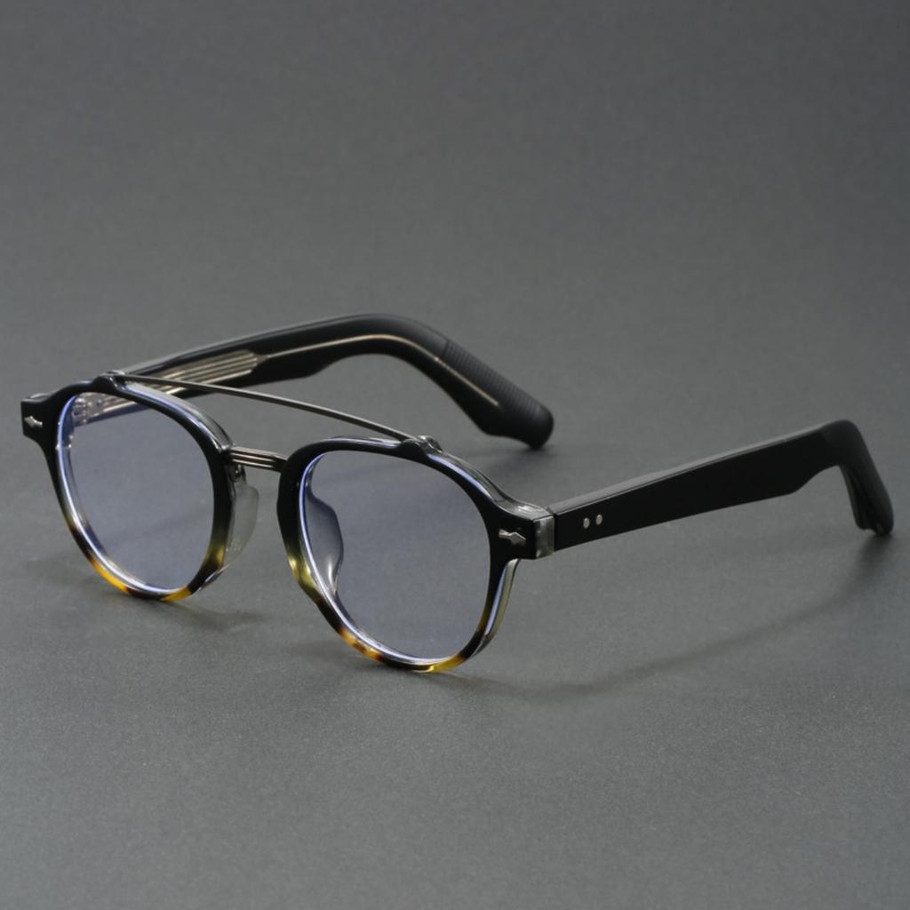 Designer'S Niche Glasses Frame Men'S Retro Double Beam Thick Wide Face Fashionable And Artistic Full Frame Flat Light Glasses