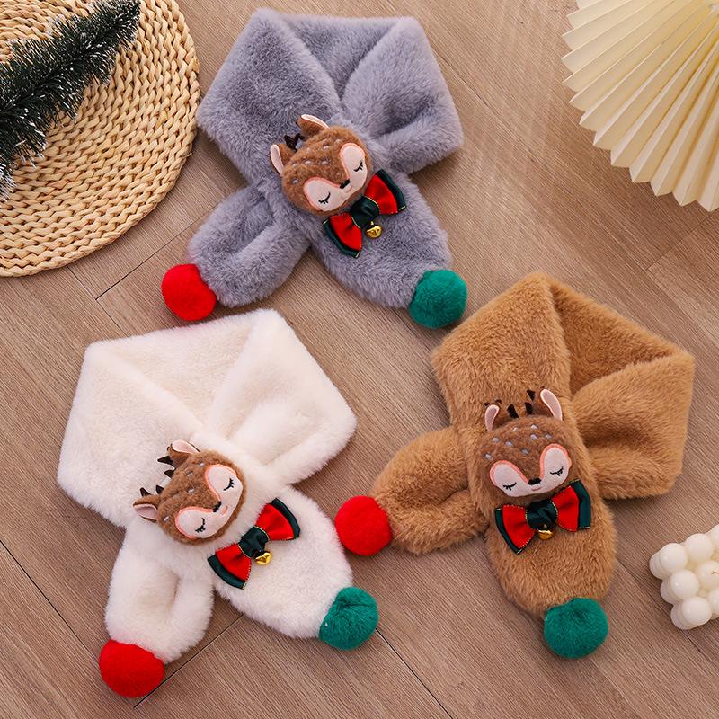 Kids' Christmas Cartoon Scarf: Warm Faux Rabbit Fur Neck Warmer – Cute Winter Gift for Baby & Toddler
