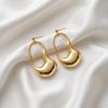 Minimalist Irregular Organic Shape Gold Drop Earrings Asymmetrical Hollow Hoop Dangle Earrings For Women Daily Office Wear