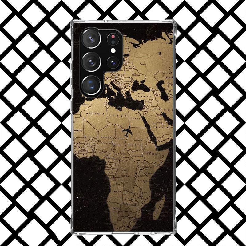 World Map Travel Plans Phone Case for Samsung Galaxy S26 S25 Edge S24 S23 Ultra S22 Plus S21 FE S20 + Soft Cover Print Fundas Ga