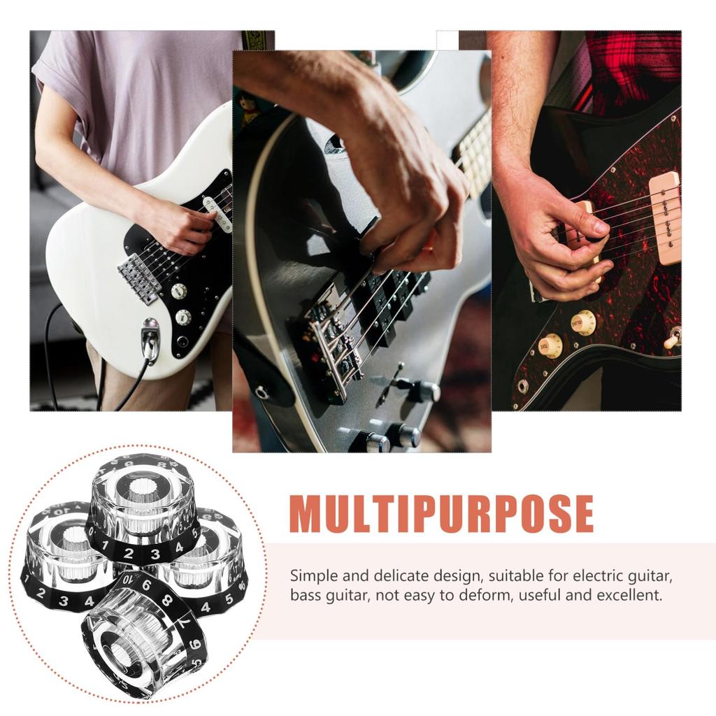 DECHOUS Guitar Knob Electric Guitar Volume Knob Guitar Volume Knob Replacement Electric Guitar Knob Musical Instrument Repair Black (4 Pieces)