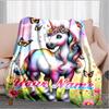1PC Custom Name Fantasy Unicorn Garden flannel blanket versatile,all-season throw suitable for the living room,bedroom,camping,travel,and gift