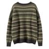 Women's Pure Cashmere Jacquard Stripe Sweater - Loose Fit, Round Neck, Autumn/Winter Style