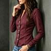 Lady Casual Jacket Women Stand Collar Striped Blazer, Slim Fit Single-Breasted Blazer Blouse Top, Office Business Outerwear Top