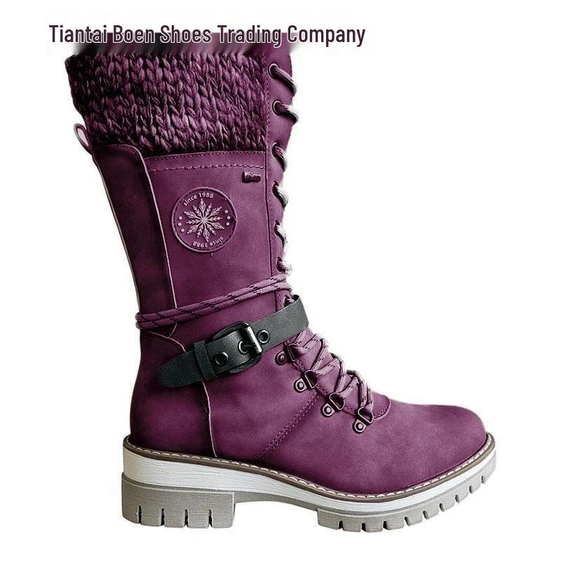 2025 Women's Retro Style Mid-Calf Riding Boots - Round Toe, Side Zipper, Autumn/Winter.