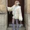 Fashion Luxury Cropped Faux Fur Coat Women's Winter Ins Hot Fluffy Short Faux Fur Jacket Street Style Warm Outwear