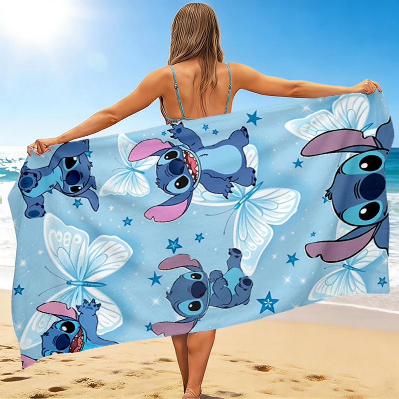 1Pc Stitch Butterflies Adventure Beach Towel, Quick Dry, Multi-Use for Beach Pool Gym Yoga Home Travel, Christmas, Halloween, Xmas Gift M928798