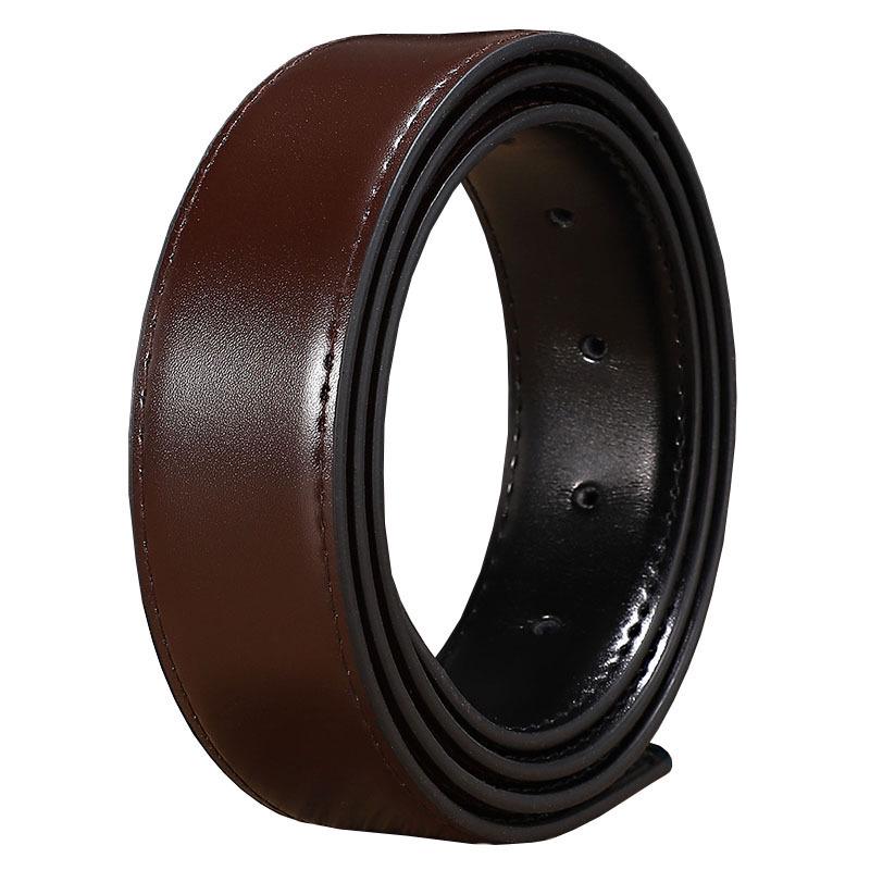 Reversible Black/Brown Leather Belt, Smooth, with Pin Buckle, No Buckle Head, 3.3cm Wide, Unisex.