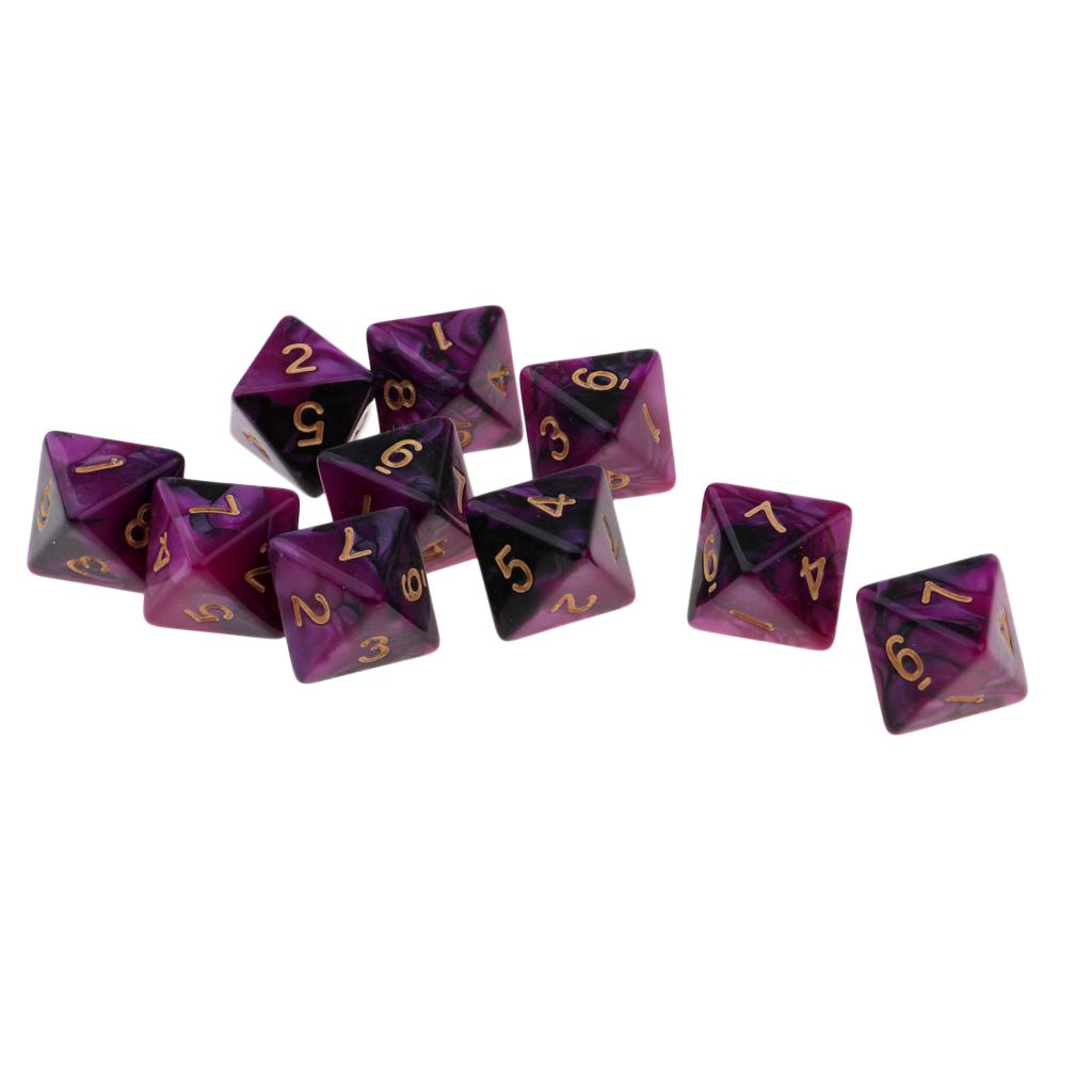 10 Pieces Polyhedral Dice Collection Multi-sided Dice D8 for TRPG D Dragons Game 8-sided Dice Collection