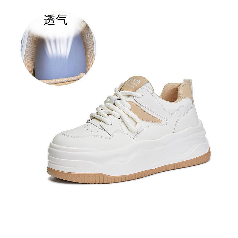 

Genuine leather women s shoes 2025 spring new platform white shoes versatile height-increasing shoes fashion casual shoes women s flat baseplate shoes 40 брудно-білий