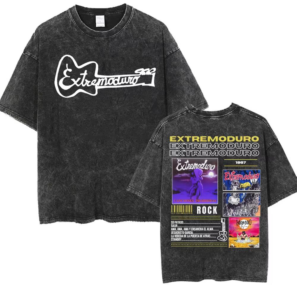 Rock Band EXTREMODURO Yominoria Absolvta Vintage Washed Tshirts Men Women Fashion Harajuku Oversized Cotton T Shirts Streetwear