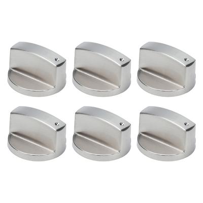 6PCS Central Socket Universal Gas Stove Knobs Indicator Hole Round Knob Cooker Control Knobs Lightweight Silver Gas Stove Knobs
