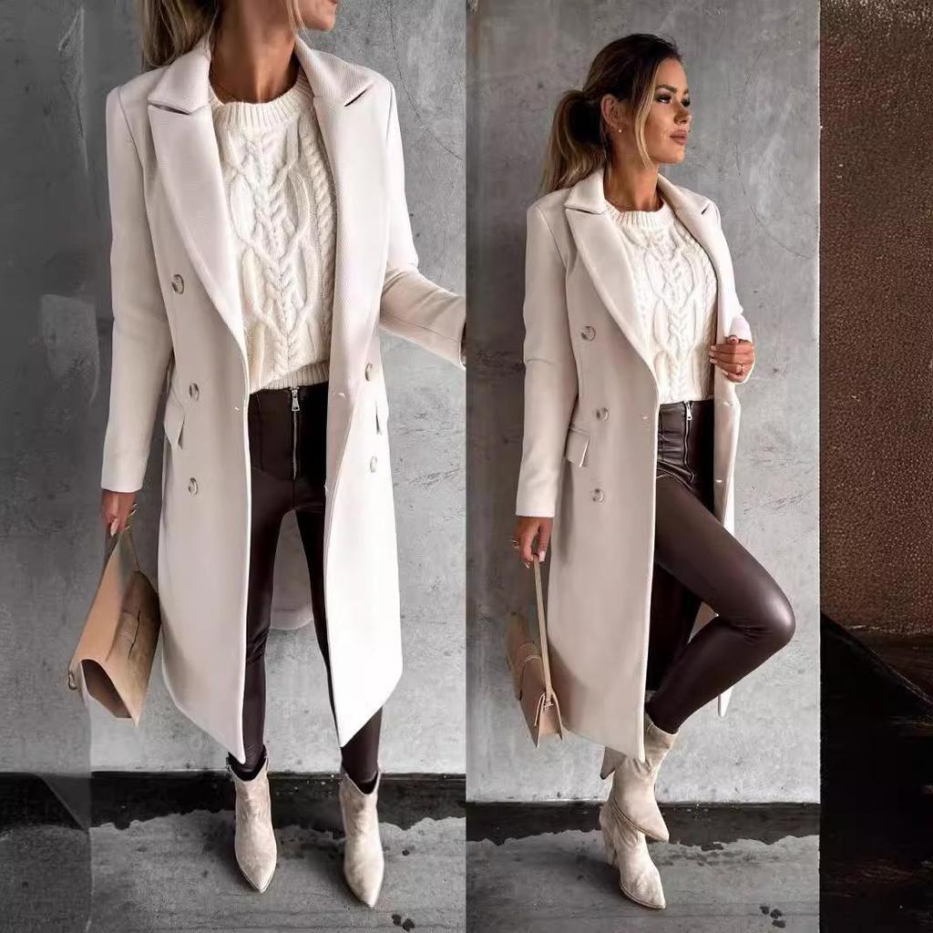 Manteau en laine double boutonnage à manches longues Bestseller Femme Automne/Hiver 2025