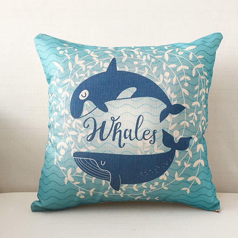 45x45cm Nordic Ins Cartoon Printing Square Pillowcase Living Room Sofa Office Seat Cushion Cover Home Decoration