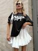 Dopamine Retro-Style Loose Fit Cotton T-Shirt with American and European Print