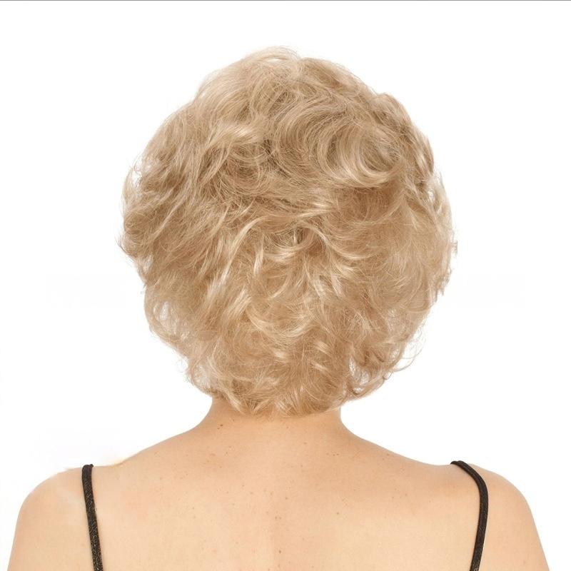 Elegant Women's Synthetic Blonde Wig with Bangs for Lady Short Curly Wigs Daily Party Costume Cosplay Heat Resistant