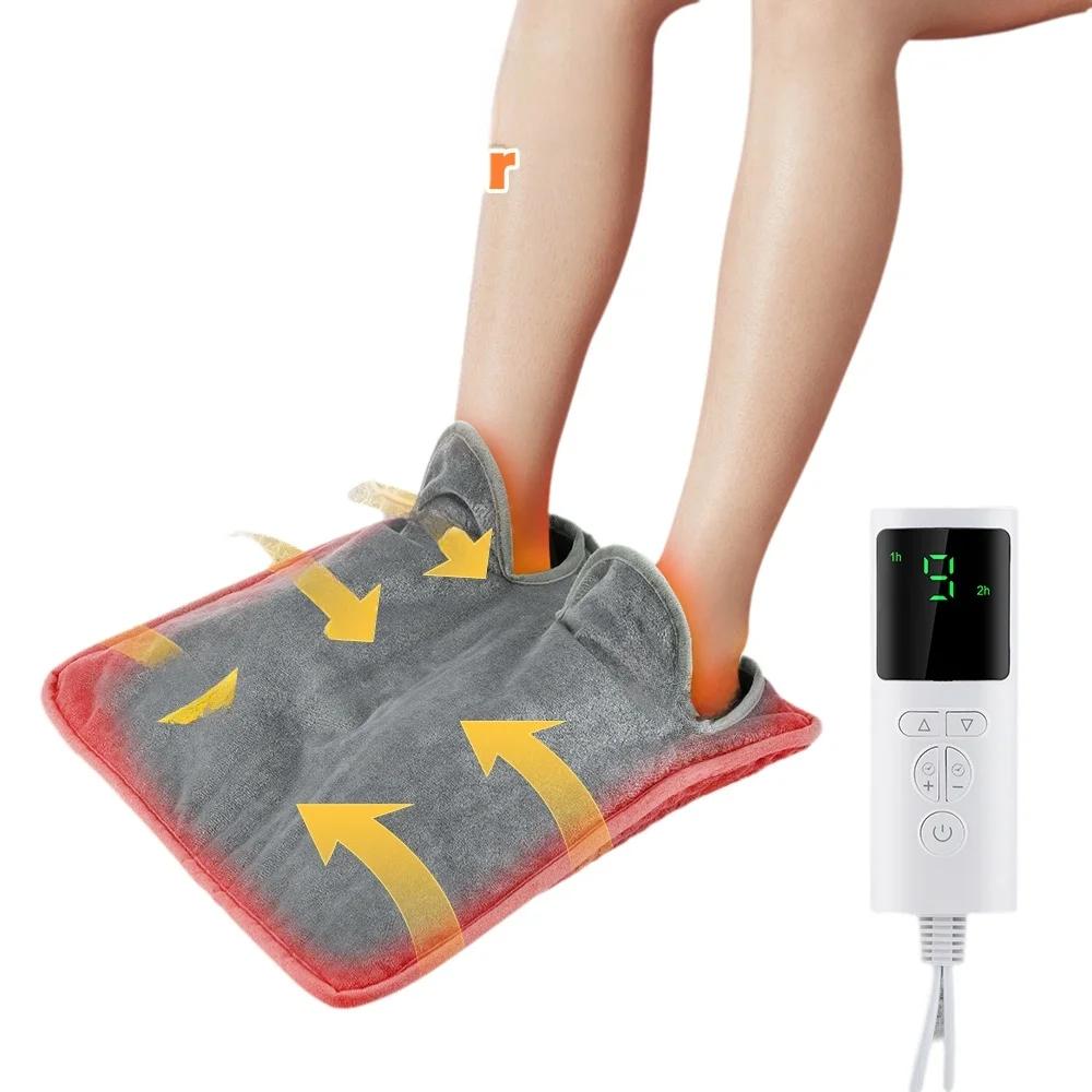 Electric Heated Foot Warmer for Feet Fast Heating Pad with LCD Display &Non-Slip Overheat Protection Washable Foldable Protable