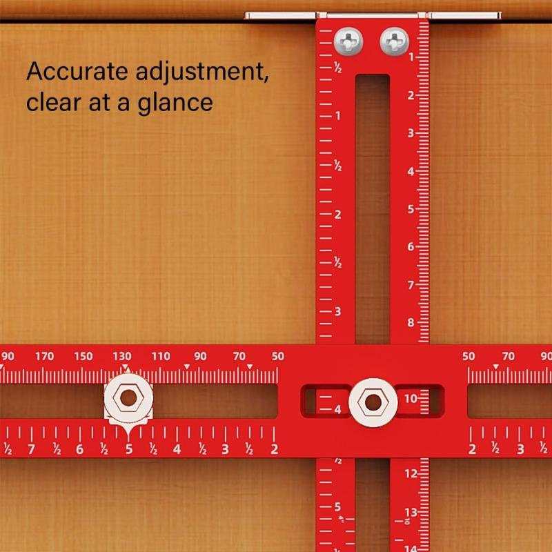 Woodwork Drill Locators Tool, Adjustable Positioning Ruler for Cabinet Drawer Installation Accurate Hole Placement Guide