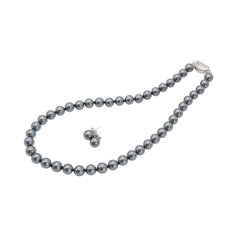 

Shell pearl pierced jewelry case silicone included silver [Sakiya] necklace, white, 8mm, 42cm, 40cm, 45cm, set, high-end version, earrings, earrings,