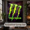 Spersonalizowany gobelin ścienny, Monster Energy z własnym tekstem, Miękka tkanina, Sztuka ścienna do dekoracji wnętrz