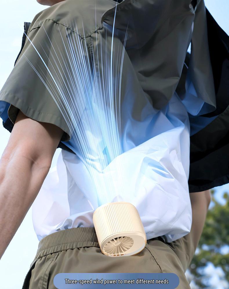 Portable Hanging Fan for Camping and Cycling - Long Battery Life, Heatstroke Prevention, Neck and Waist Wearable Design.