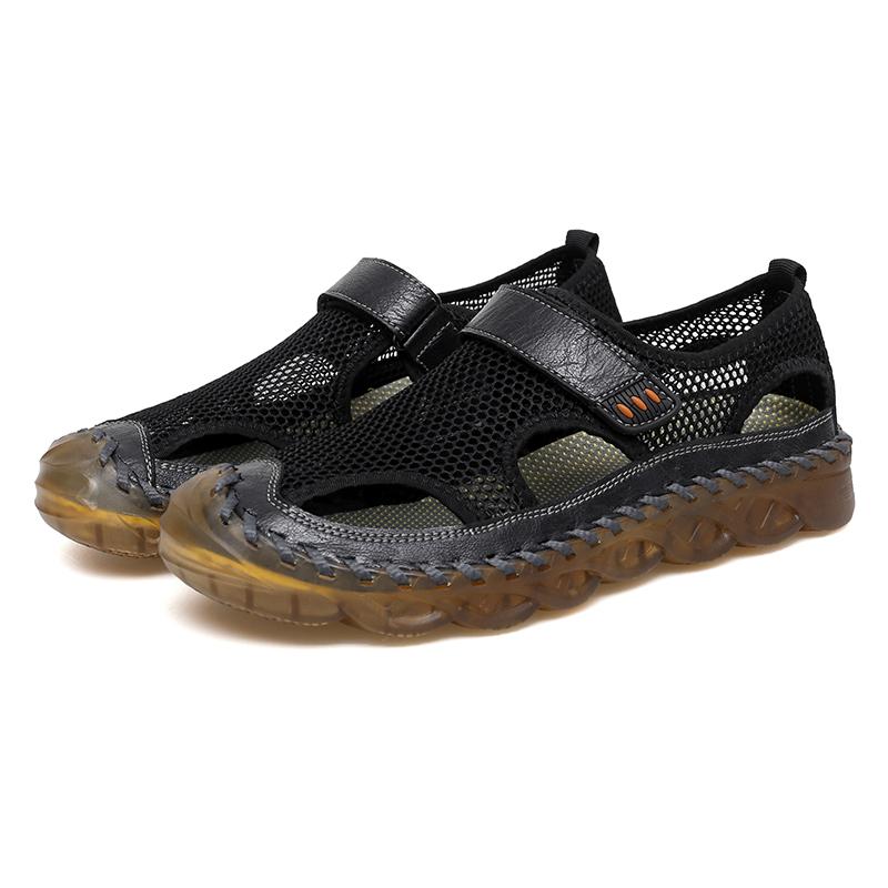 

Модные новые летние повседневные сандалии мужские кроссовки модные удобные сетчатые модные мужские сандалии для прогулок на открытом воздухе большие размеры 38-47 47 чёрный