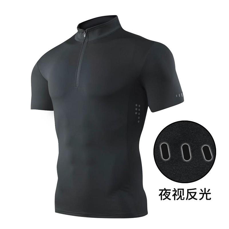 Mens Long Sleeve Workout Tops Men Women Quick Dry Stretch Zip Stand Collar Gym Shirts Running Training Private Trainer