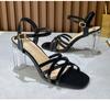 Heel Femmes Sexy Talons Clairs Sandales Pantoufles Dames Croix Sangle Boucle Chaussures