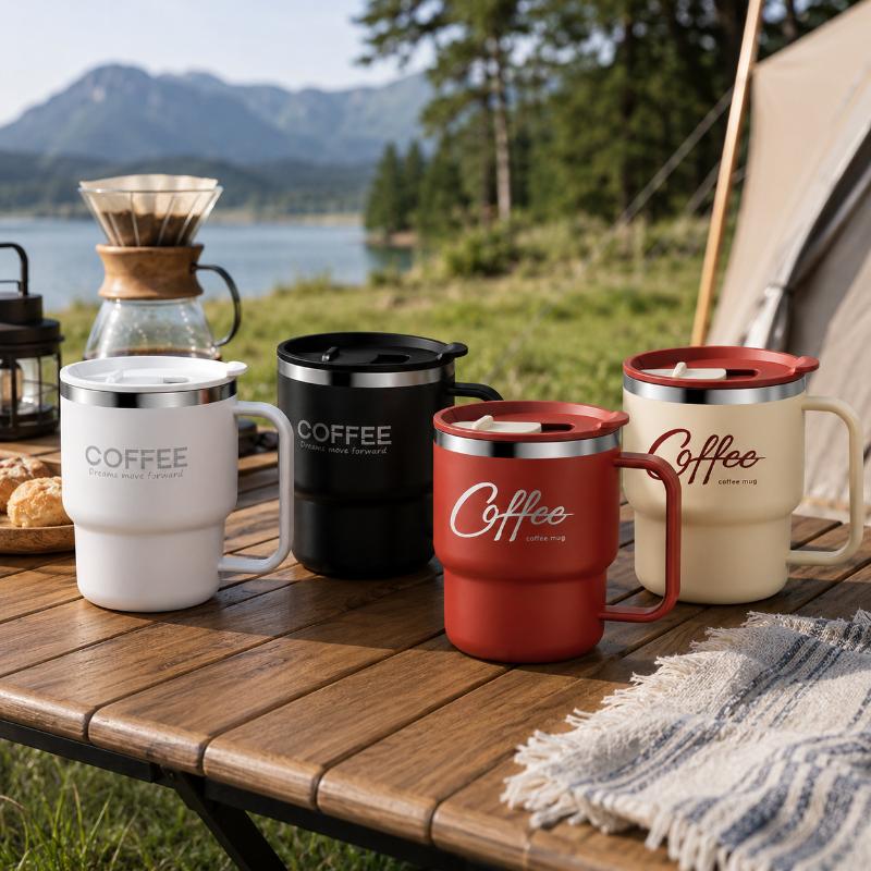 304 Stainless Steel Double Wall Insulated Coffee Cup With Handle Portable Students Leak-Proof Water Cup Milk Coffee Mug