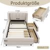 Single Bed 90x200 cm, Side Storage, USB Charging Port, Chenille Fabric, Ergonomic Design, Children's Room, Guest Room, Beige (without Mattress)