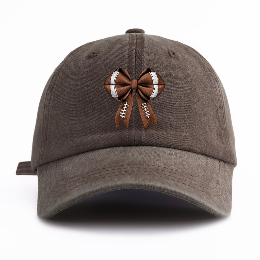 1pc Bow Print Washed Baseball Cap for Adults,Minimalist Retro Style Casual Soft Adjustable Dad Hat,Perfect As Gift