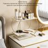 2-stufiges Arbeitsplatten-Aufbewahrungsregal Gold Weiß Kosmetik-Ausstellungsregal Kosmetik Hautpflege