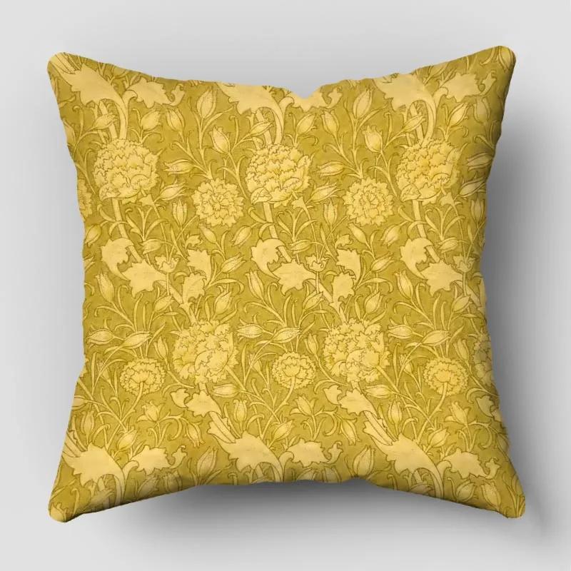 William Morris Pillow Cover Bedroom Home Office Decorative Pillowcase Square Zipper Pillow Cases Satin Fabric Eco-Friendly