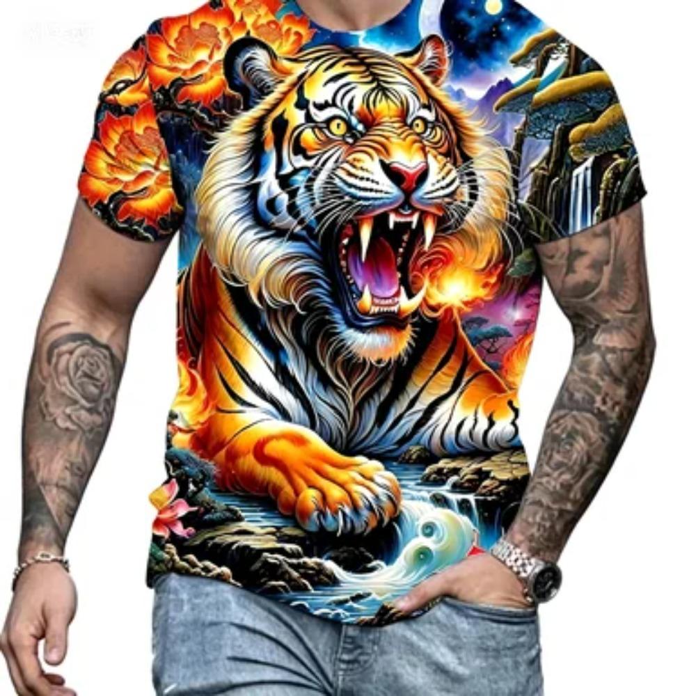 Tiger 3D Printed Sports Fast Drying Breathable Men's Outdoor Street T-shirt