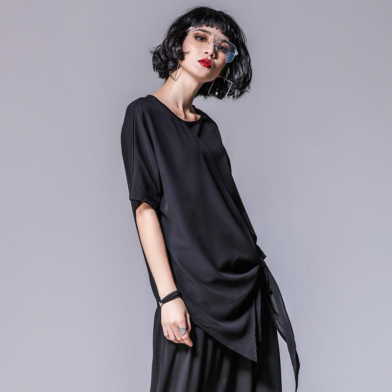 Short sleeve oversized Black modal vintage Casual loose summer t shirt tops Women t-shirt