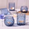 6/12Pcs Votive Glass Candle Holders Round Tea Light Candlestick Flameless LED Tea Light Holder for Wedding Home Table Decor