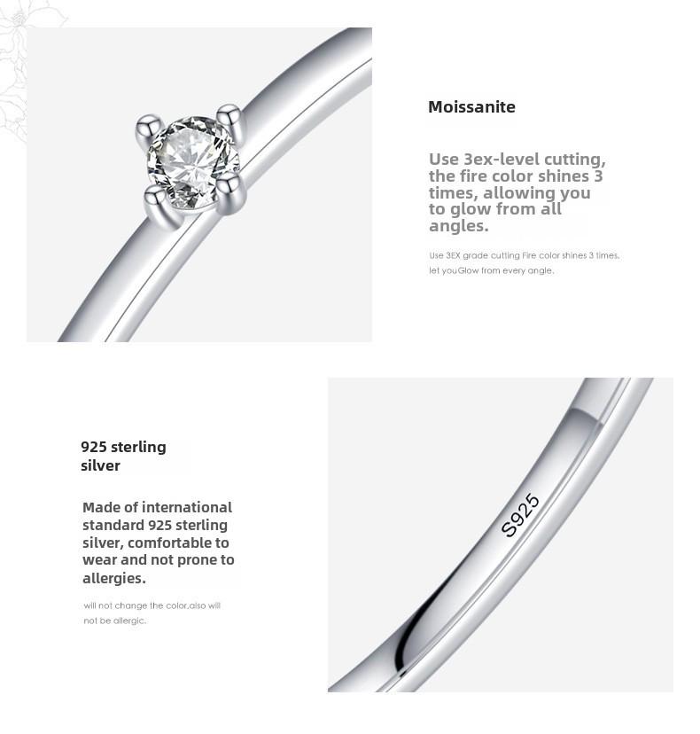 Modian S925 Sterling Silver Adjustable Moissanite Ring for Women - Niche Design, No Fading, Trendy New Style