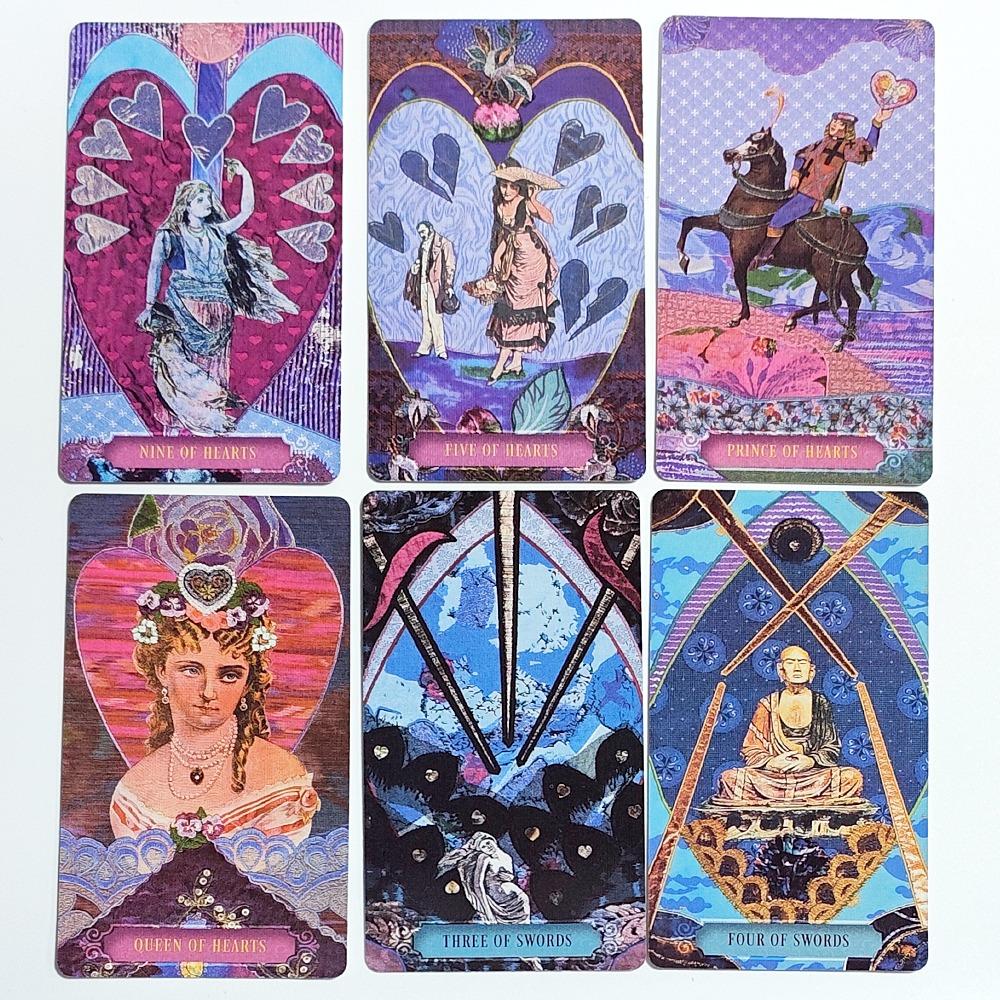 Pachetul de Tarot The Zerner-Farber cu Dublă Gravură, 78 de Cărți de Tarot cu Artă Colaj, Instrument Spiritual de Divinație în Cutie Rigidă 10.5*6cm